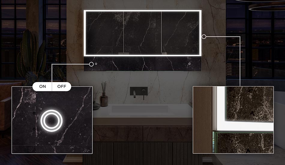 Lily modelis – elegantiška spintelė su apšvietimu ir lentynomis | ARTFORMA