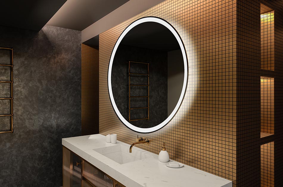 Apvalus LED veidrodis su apšvietimu iš nugaros, idealus nuotaiką gerinančiam interjerui | ARTFORMA