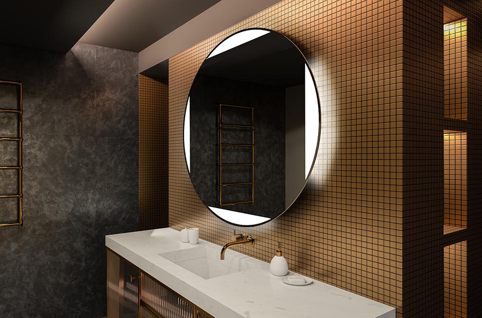 Apvalus LED veidrodis su apšvietimu iš nugaros, idealus nuotaiką gerinančiam interjerui | ARTFORMA