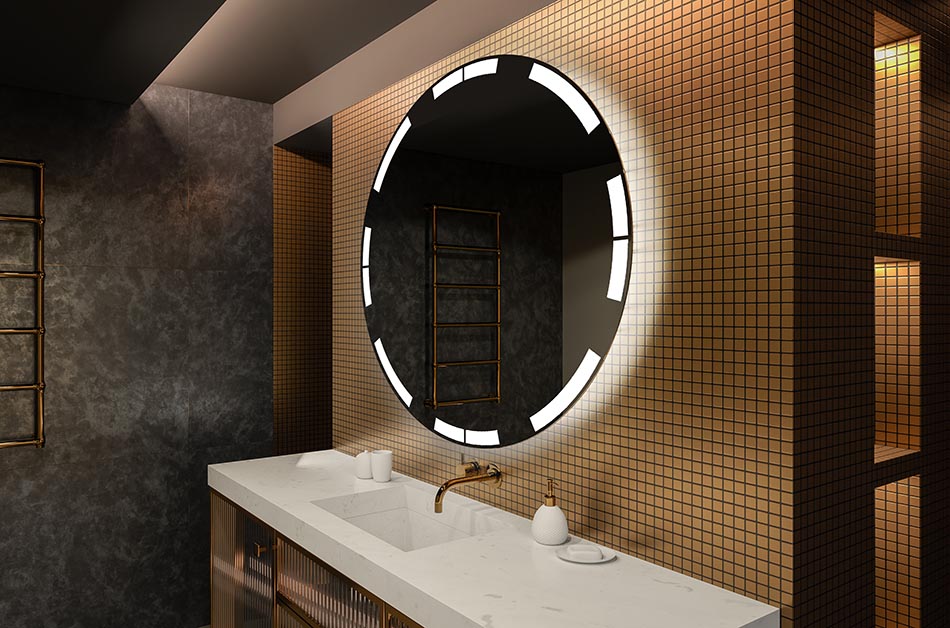 Apvalus LED veidrodis su apšvietimu iš nugaros, idealus nuotaiką gerinančiam interjerui | ARTFORMA