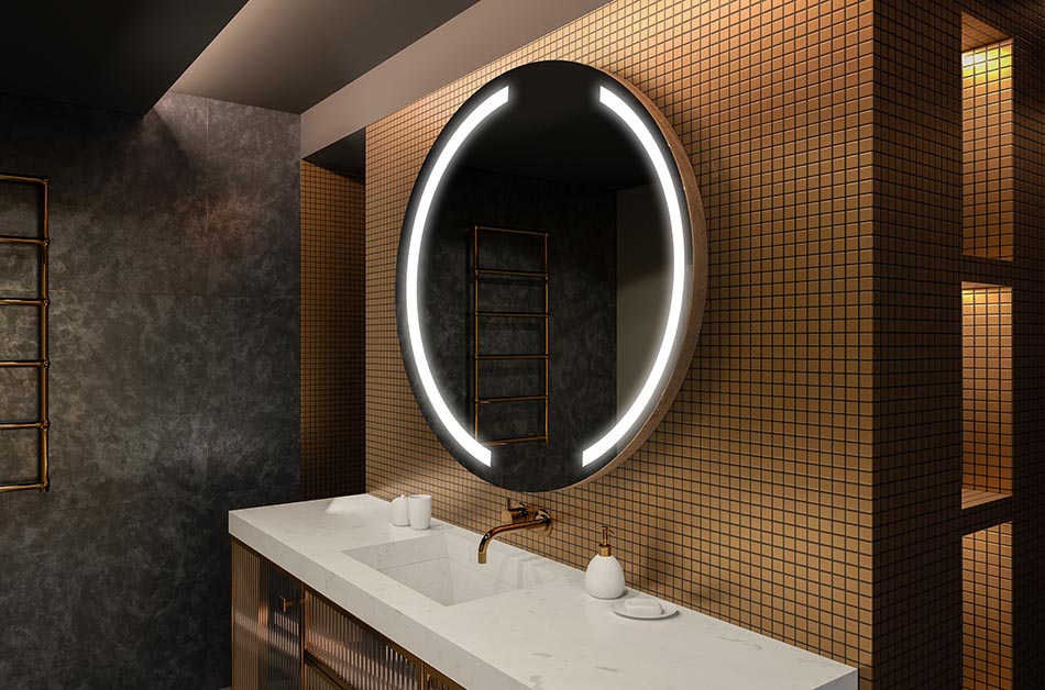 Modernus apvalus veidrodis su švelniu LED apšvietimu aukščiausios kokybės stiliumi | ARTFORMA