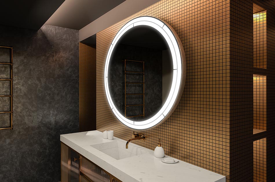 Modernus apvalus veidrodis su švelniu LED apšvietimu aukščiausios kokybės stiliumi | ARTFORMA