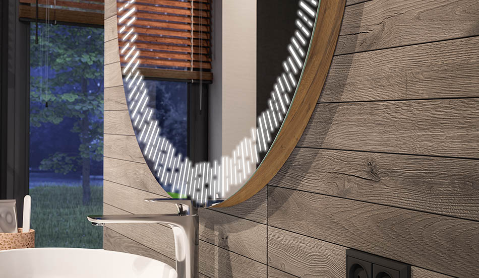 Apvalus LED veidrodis su aplinkos efektu ir elegantišku difuziniu apšvietimu | ARTFORMA