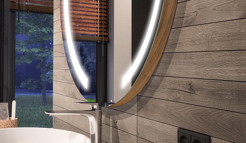 Apvalus LED veidrodis su aplinkos efektu ir elegantišku difuziniu apšvietimu | ARTFORMA