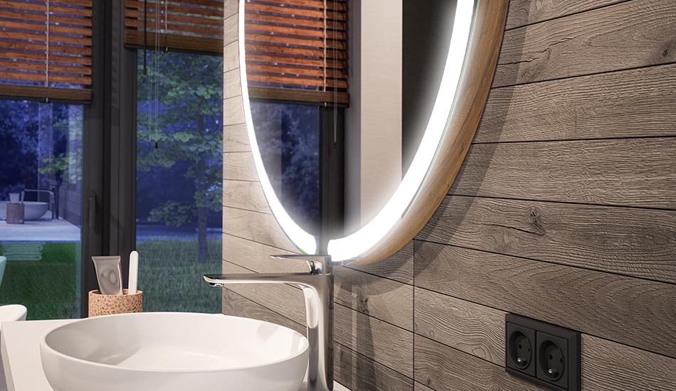 Apvalus LED veidrodis su aplinkos efektu ir elegantišku difuziniu apšvietimu | ARTFORMA