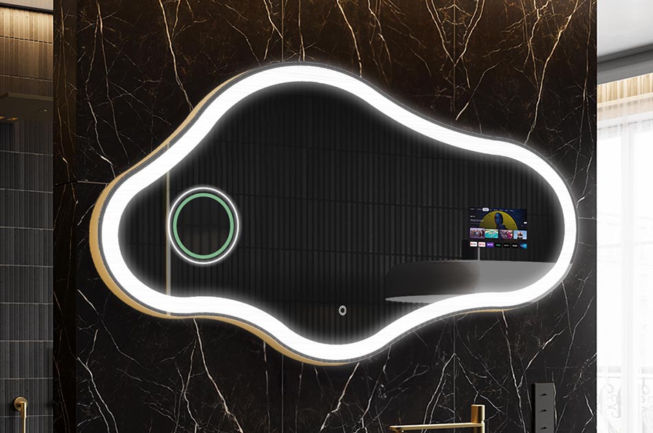 Nereguliarios formos LED veidrodis su orų rodikliu ir jutikliniu ekranu | ARTFORMA