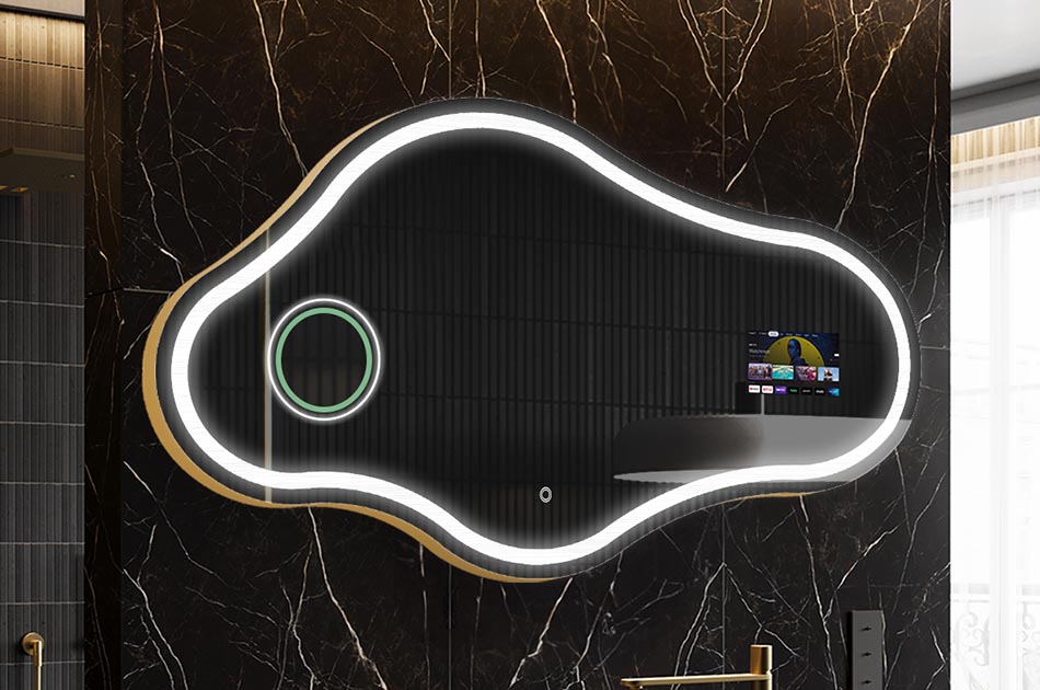 Nereguliarios formos LED veidrodis su orų rodikliu ir jutikliniu ekranu | ARTFORMA