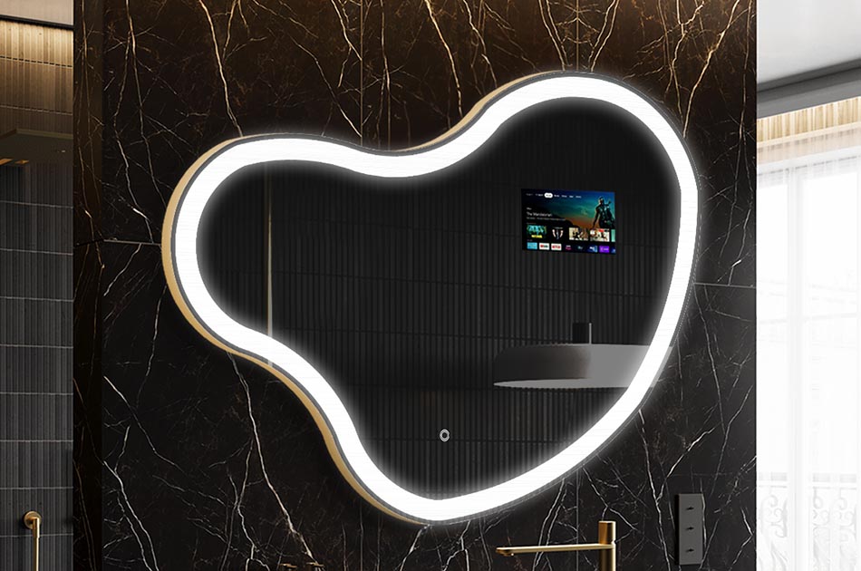 Nereguliarios formos LED veidrodis su orų rodikliu ir jutikliniu ekranu | ARTFORMA