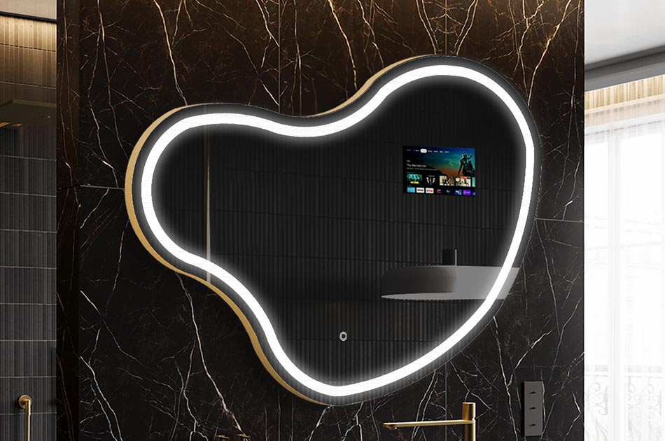Nereguliarios formos LED veidrodis su orų rodikliu ir jutikliniu ekranu | ARTFORMA