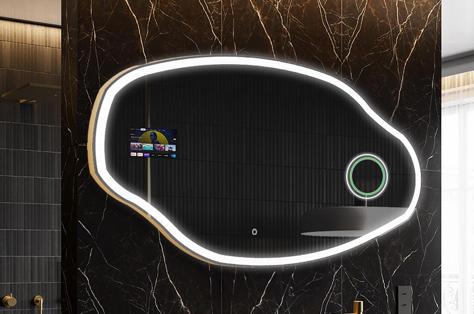 Nereguliarios formos LED veidrodis su orų rodikliu ir jutikliniu ekranu | ARTFORMA