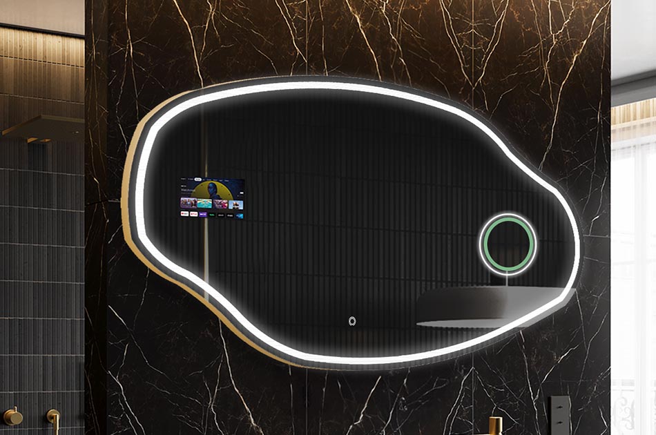 Nereguliarios formos LED veidrodis su orų rodikliu ir jutikliniu ekranu | ARTFORMA