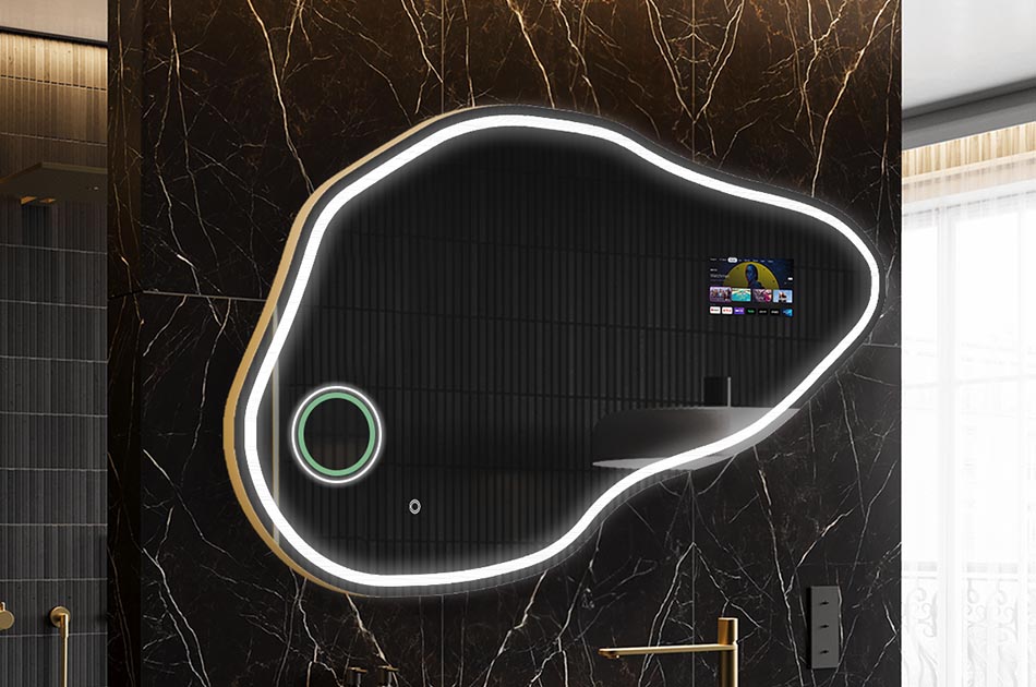 Nereguliarios formos LED veidrodis su orų rodikliu ir jutikliniu ekranu | ARTFORMA