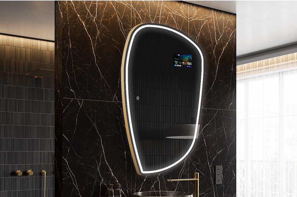 Nereguliarios formos LED veidrodis su orų rodikliu ir jutikliniu ekranu | ARTFORMA