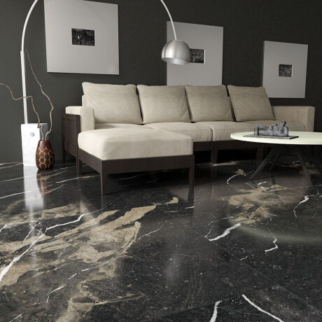 Glazūruotos grindų plytelės 60x120 su auksine gysla, matinės, rektifikuotos, A4H110 „Pierre Black“ #2