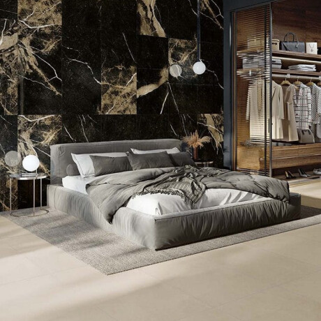 Glazūruotos grindų plytelės 60x120 su auksine gysla, matinės, rektifikuotos, A4H110 „Pierre Black“ #4