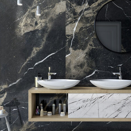 Glazūruotos grindų plytelės 60x120 su auksine gysla, matinės, rektifikuotos, A4H110 „Pierre Black“ #6