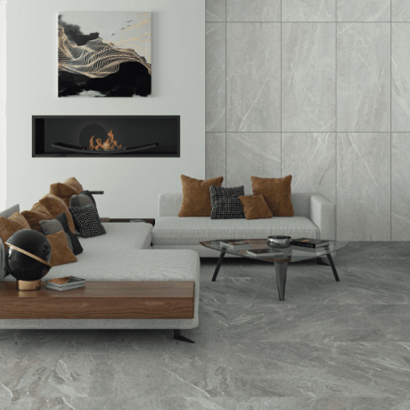Glazūruotos grindų plytelės 60x120 cm, šviesiai pilkos spalvos, matinės, rektifikuotos, A4H125 „Materia Pearl“ #1