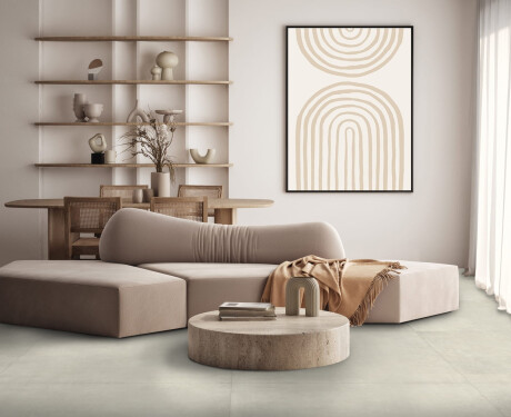 Glazūruotos grindų plytelės 60x120 cm, šviesiai pilkos spalvos, betono imitacija, matinės, rektifikuotos, A4H302 „Massive Snow“