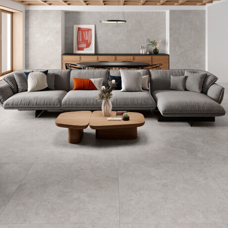 Grindų plytelės 100x100, skersai supjaustytas travertinas, matinis, pilkos spalvos A4H497 „Chrono Grey“ #1