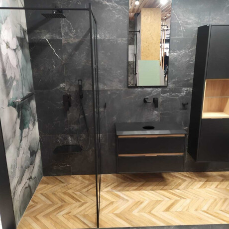 Glazūruotos grindų plytelės 60x120 cm, juodos, matinės, rektifikuotos, A4H85 „Iroc Black“ #1