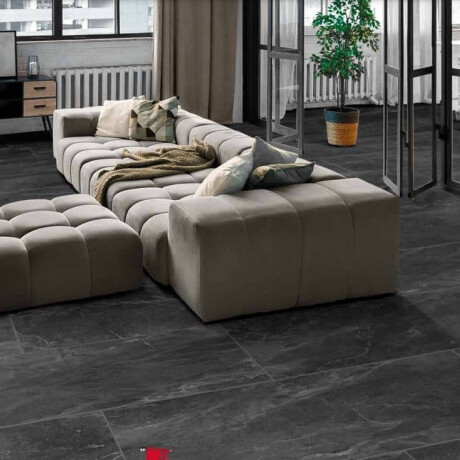 Glazūruotos grindų plytelės 60x120 cm, juodos, matinės, rektifikuotos, A4H85 „Iroc Black“ #18