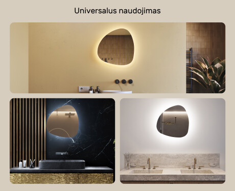 Dekoratyvinis veidrodis su led apšvietimu 54x54cm su šaltu LED apšvietimu 7000K, šiltu apšvietimu 3000K arba neutraliu apšvietimu 4500K #2