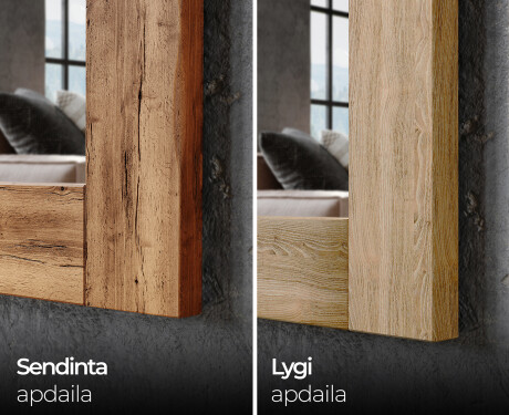 Sieninis stačiakampio medinis veidrodis su remu L224 #4