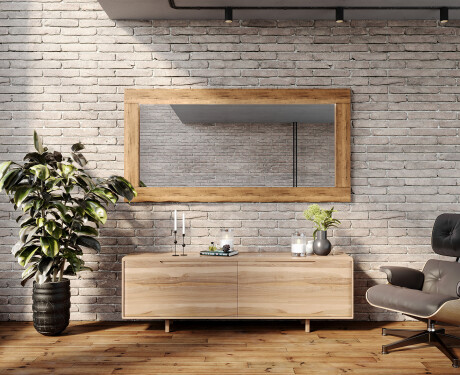 Sieninis stačiakampio medinis veidrodis su remu L224 #5