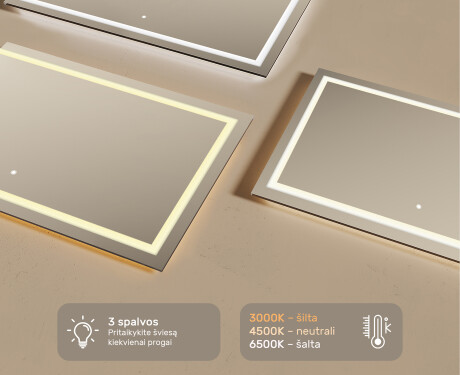 Apšviestas vonios veidrodis LED L15 120x80cm - SmartScreen, DualColor #5