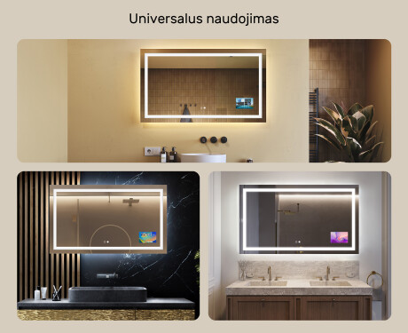 Apšviestas vonios veidrodis LED L15 120x80cm - SmartScreen, DualColor, Šildymo kilimėlis #2