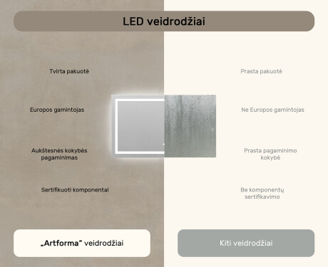 Apšviestas vonios veidrodis LED L15 120x80cm - SmartScreen, DualColor, Šildymo kilimėlis #7