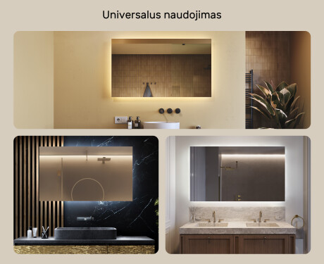 Apšviestas vonios veidrodis LED 120x70cm su šaltu LED apšvietimu 7000K, šiltu apšvietimu 3000K arba neutraliu apšvietimu 4500K #2