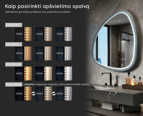 Nereguliarus LED veidrodis su aukšto blizgumo lakuotu MDF rėmu L308 #5