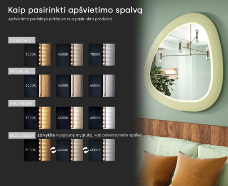 LED veidrodis su netaisyklinga forma ir lakuotu MDF rėmu L308 #5