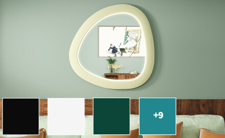 LED veidrodis su netaisyklinga forma ir lakuotu MDF rėmu L308