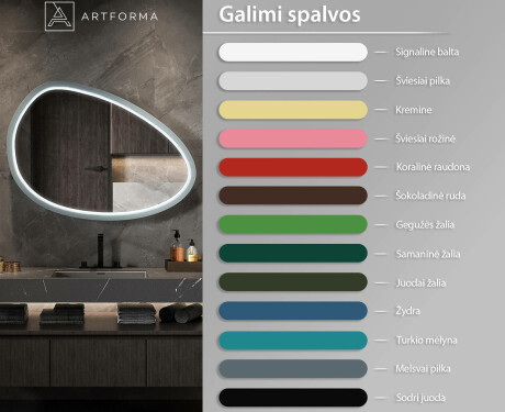 Asimetrinis LED veidrodis su lakuotu MDF rėmu L310 #3