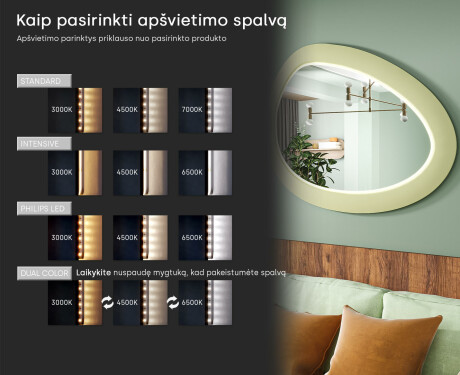 Asimetrinis LED veidrodis su MDF rėmu L310 #5