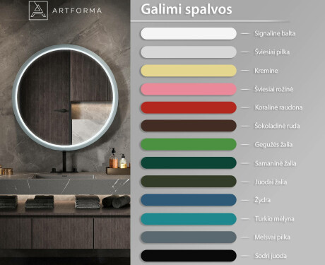 Apvalus LED veidrodis lakuotame MDF rėme L306 #3
