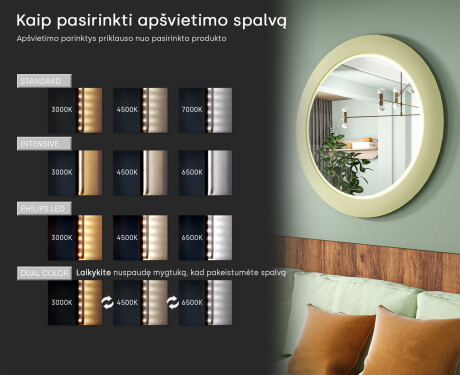 LED veidrodis su MDF apvaliu, lakuotu rėmu L306 #5