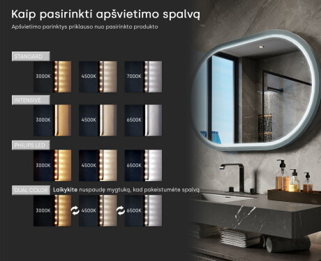 Stadiono formos LED veidrodis su lakuotu MDF rėmu L307 #5
