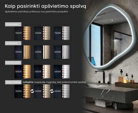 Rombinis LED veidrodis lakuotame MDF rėme L309 #5