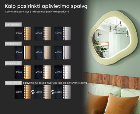 Dizaininis LED veidrodis su MDF, geometrinės formos, L309 #5