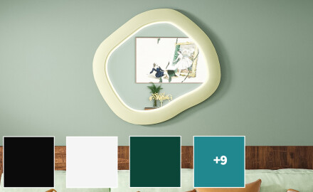 Dizaininis LED veidrodis su MDF, geometrinės formos, L309