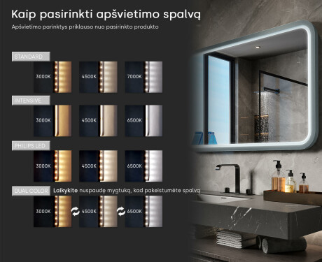 Apvalintas LED veidrodis su lakuotu MDF rėmu L305 #5