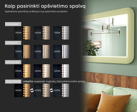 Suapvalintas LED veidrodis blizgiame MDF rėme L305 #5