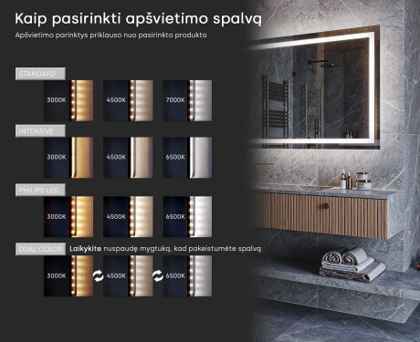 LED vonios veidrodis su WoodenFrame rėmu, Oslo ąžuolo spalvos #9