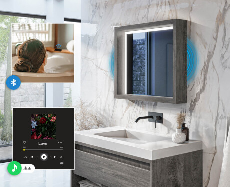 LED vonios veidrodis su WoodenFrame rėmu, Oslo ąžuolo spalvos #5