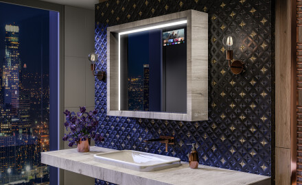 LED vonios veidrodis su WoodenFrame rėmu, Oslo ąžuolo spalvos