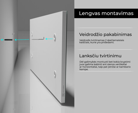 Sieninis stačiakampio veidrodis su remu L197 #6
