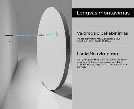 Sieninis apvalūs veidrodis su remu L203 #5